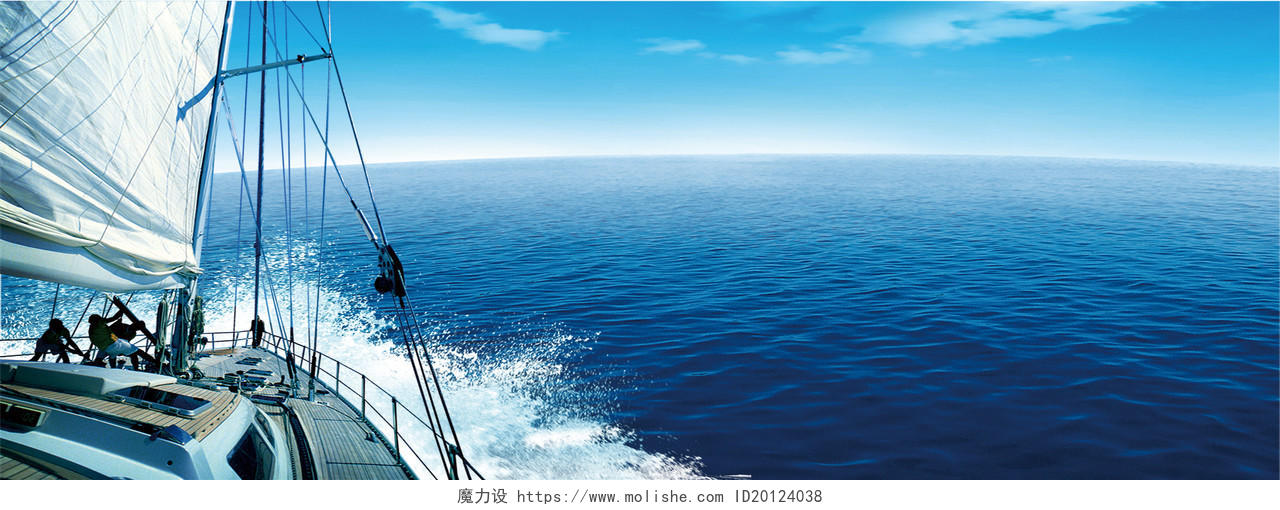 蓝天大海企业文化商务帆船海浪海报背景海洋